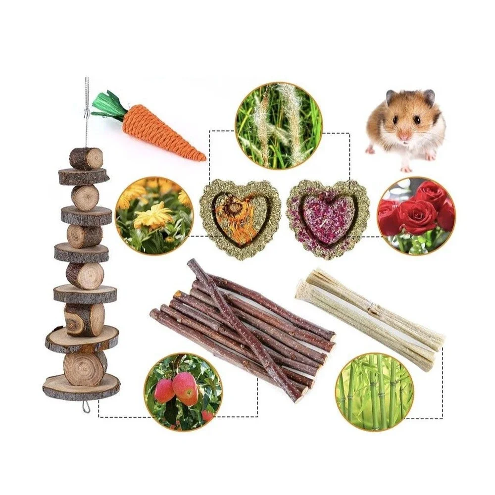 Hamster Toys Set, Guinea Pig Toys Small Animal Chewing & Play Toys 26 piece set